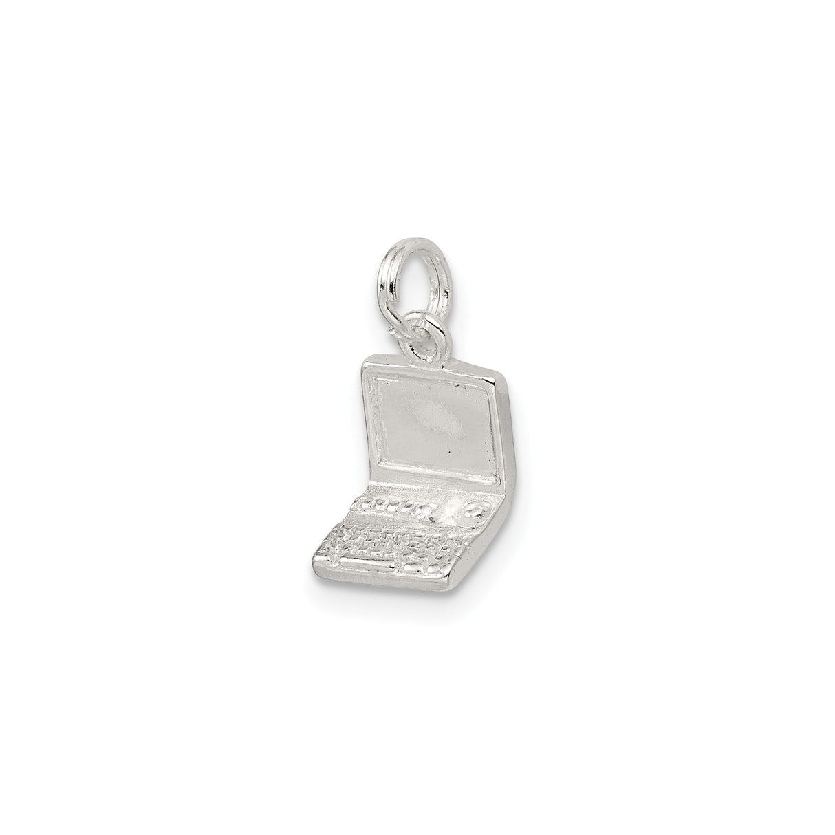 Sterling Silver Laptop Charm Pendant, Tech Theme Computer Jewelry for Women or Unisex