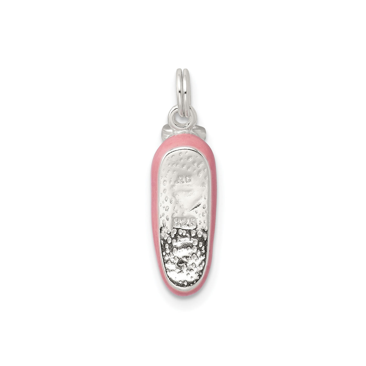 Sterling Silver Ballet Slipper Charm Pendant with Pink Enamel Detailing, Ballerina Shoe Design