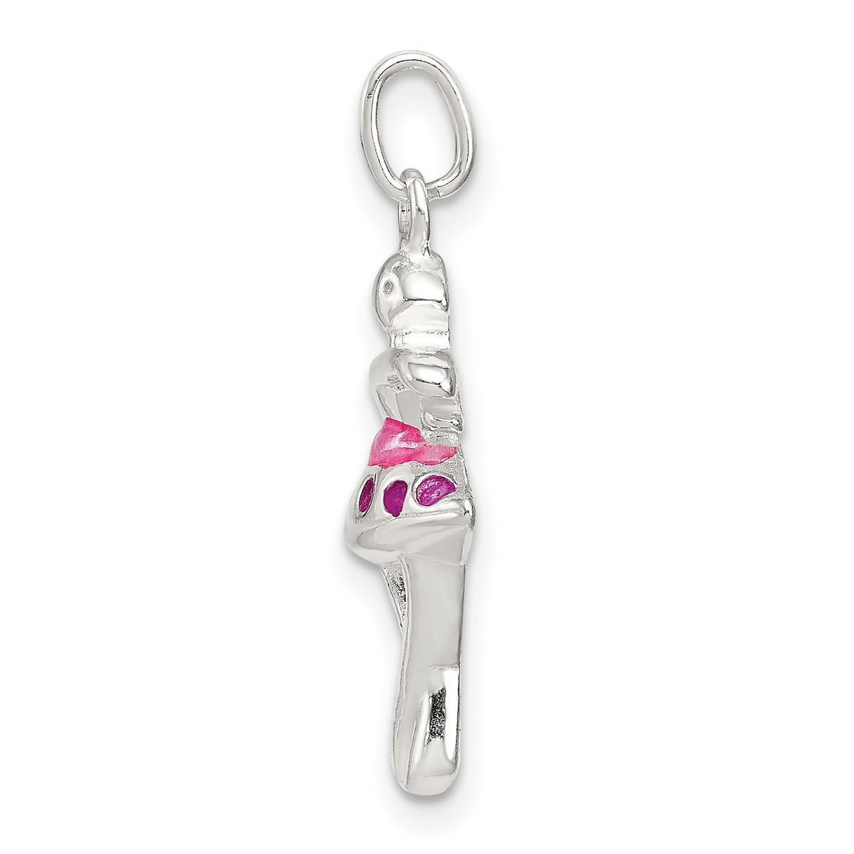 Enameled Ballerina En Pointe Charm Pendant in Real 925 Sterling Silver