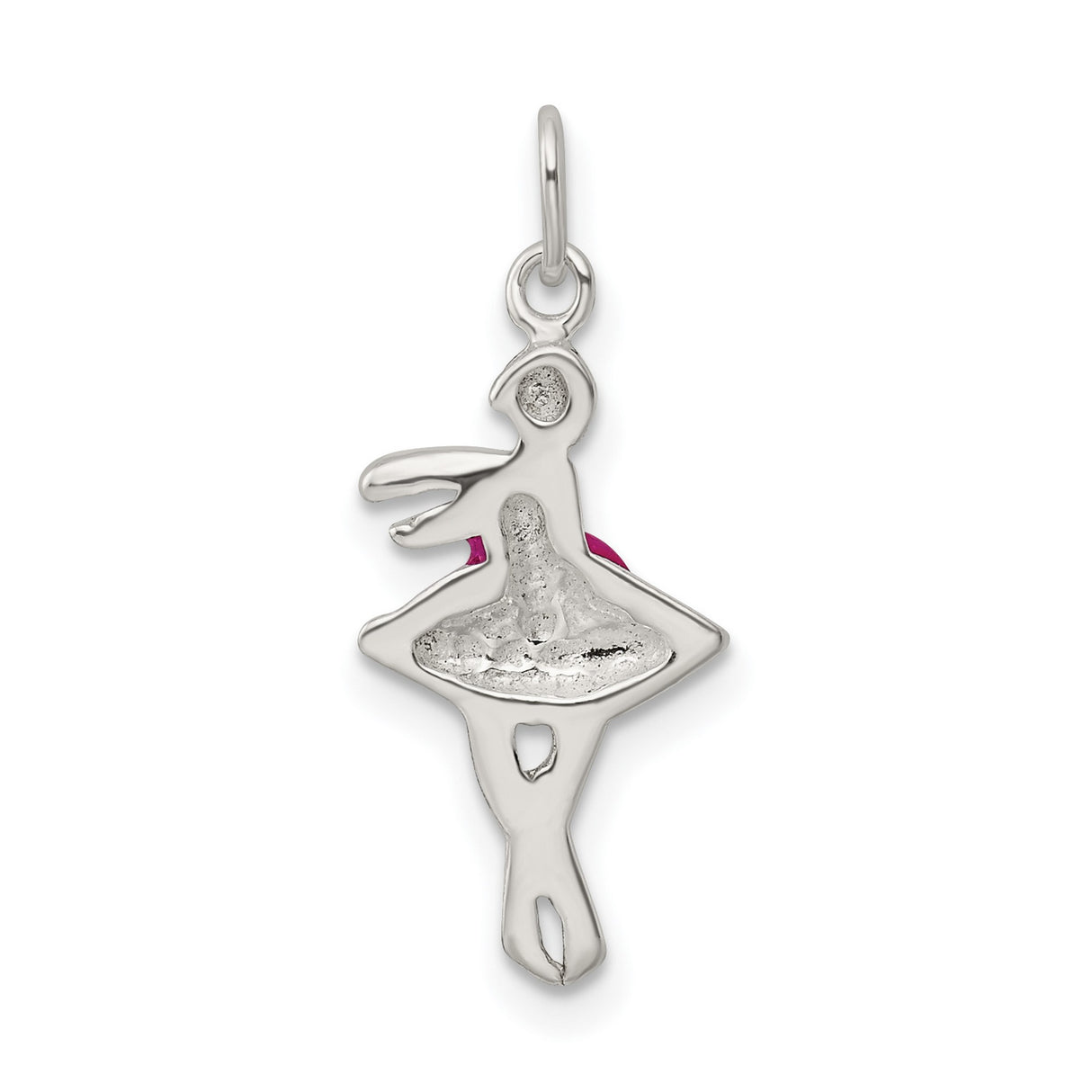 Enameled Ballerina En Pointe Charm Pendant in Real 925 Sterling Silver