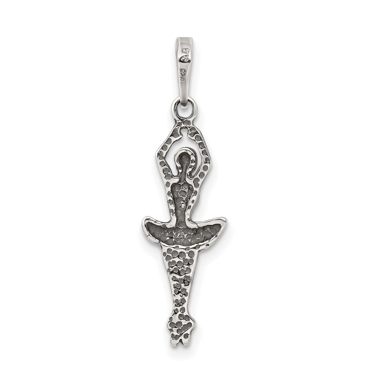 Ballerina Posing En Pointe Charm Pendant in Real 925 Sterling Silver