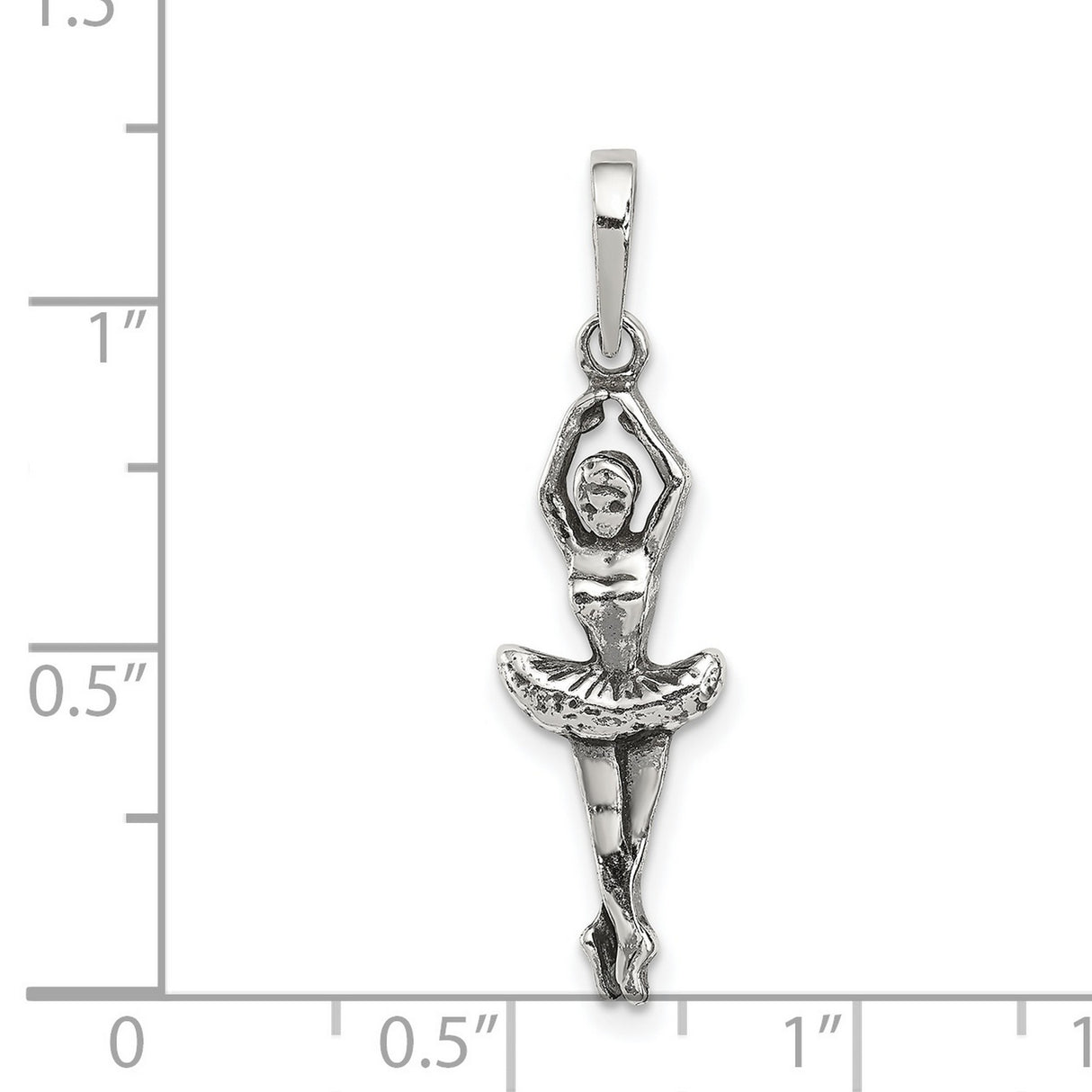 Ballerina Posing En Pointe Charm Pendant in Real 925 Sterling Silver