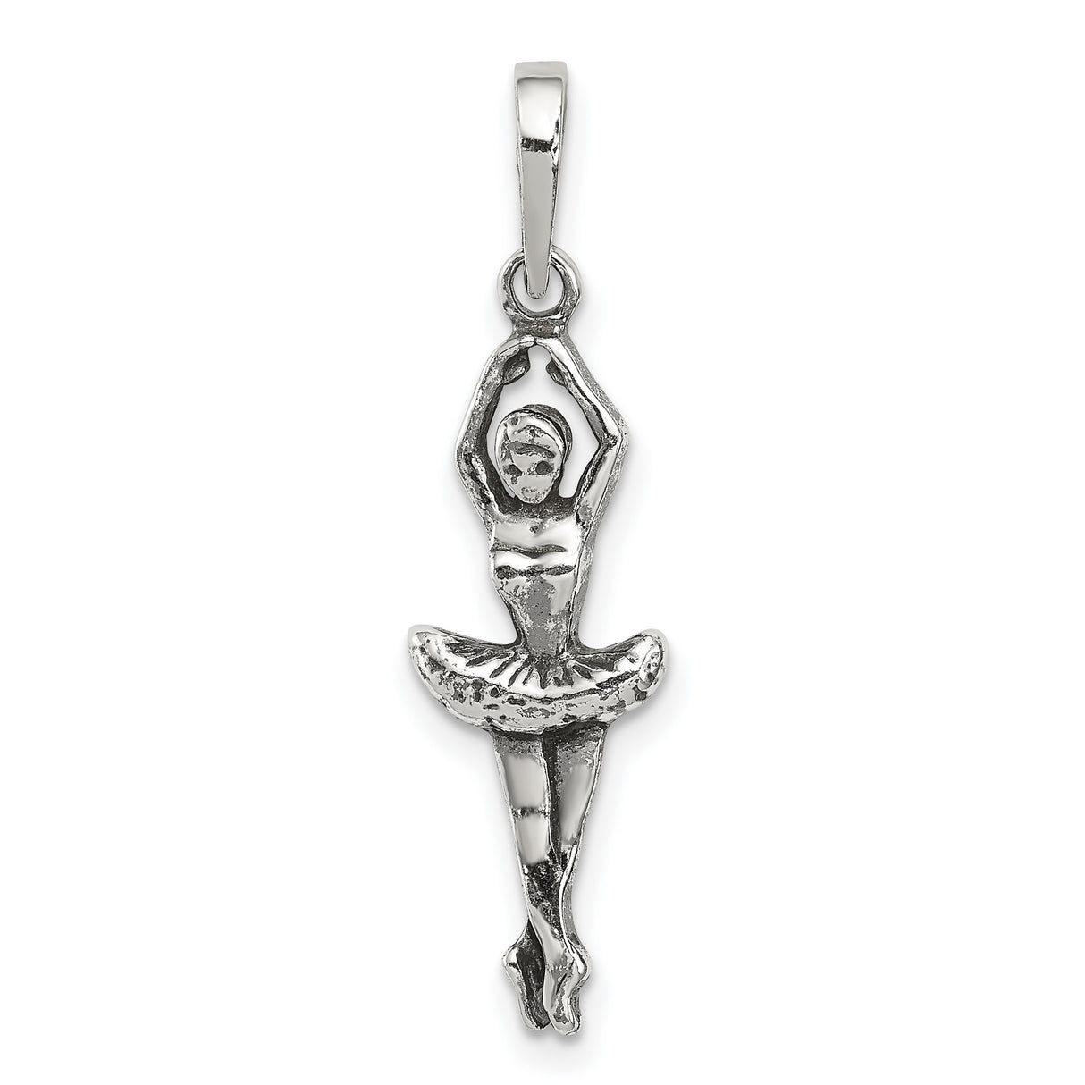 Ballerina Posing En Pointe Charm Pendant in Real 925 Sterling Silver