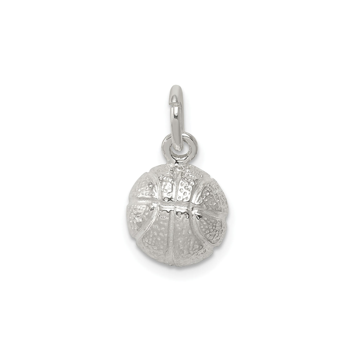 Sterling Silver Basketball Charm Pendant with Textured Ball Design, Unisex Sports Jewelry