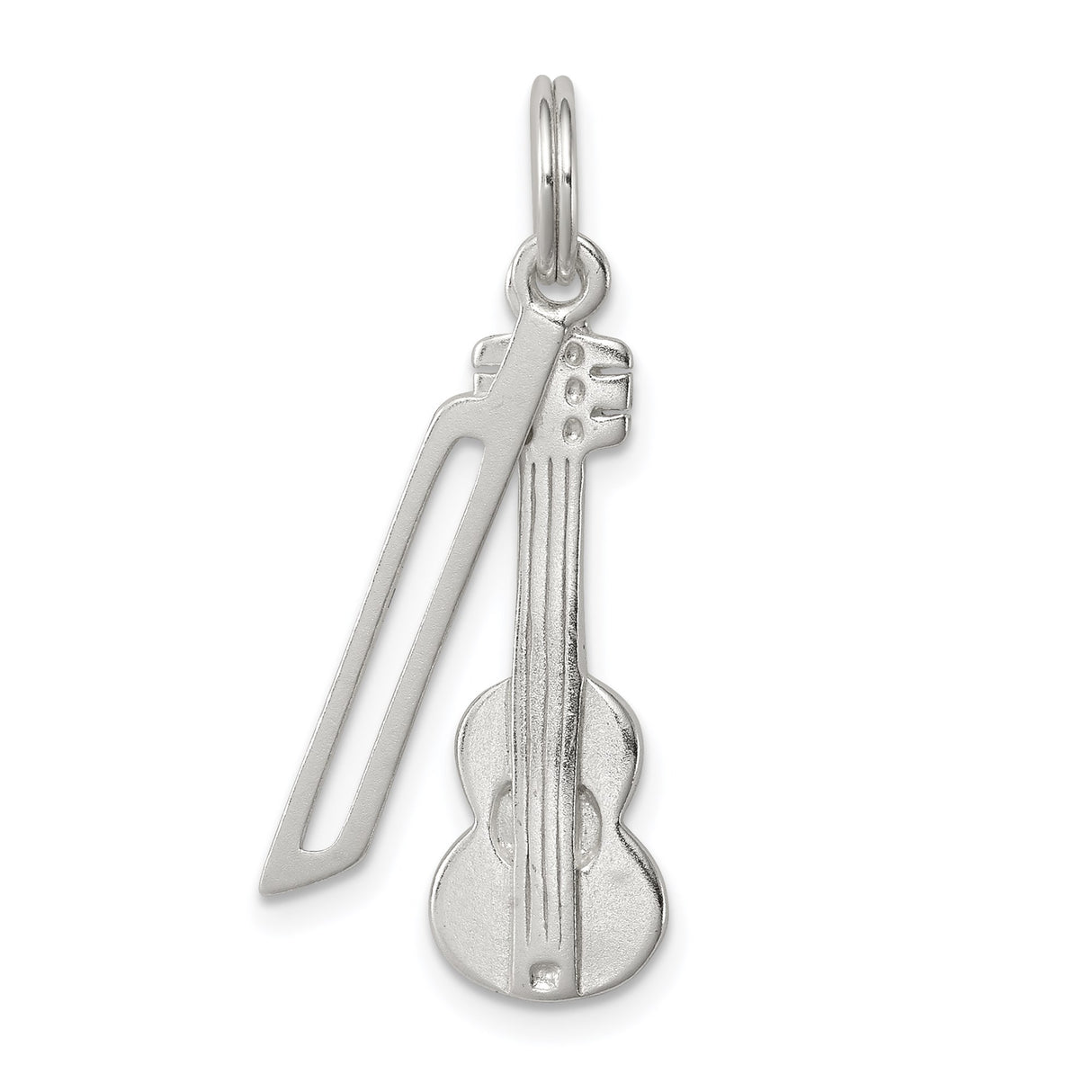 Sterling Silver Violin and Bow Pendant, Miniature Music Charm for Men and Women