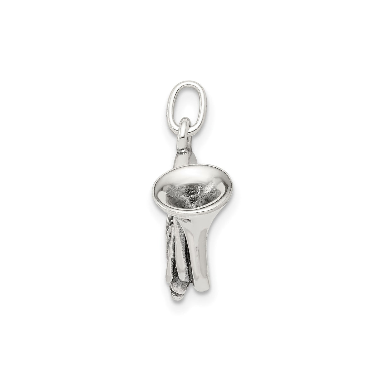 Sterling Silver French Horn Charm Pendant with Realistic Instrument Design, Unisex Music Jewelry