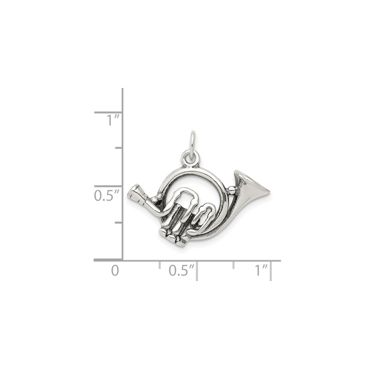 Sterling Silver French Horn Charm Pendant with Realistic Instrument Design, Unisex Music Jewelry