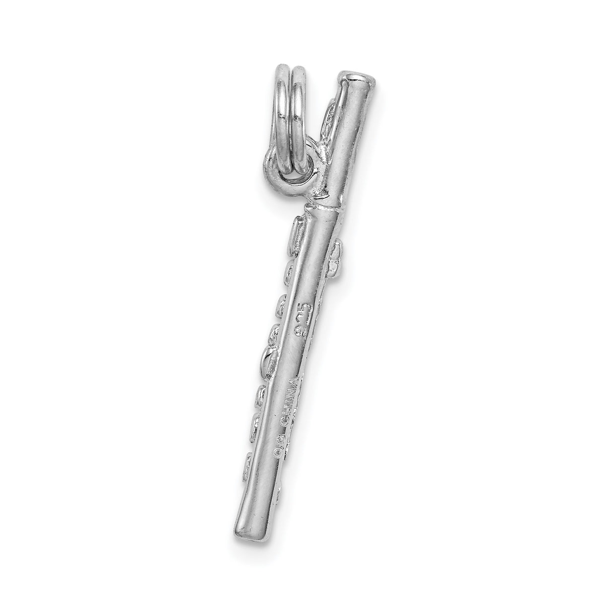 Sterling Silver Flute Pendant with Realistic Flute Keys, Musical Charm for Musicians or Teachers