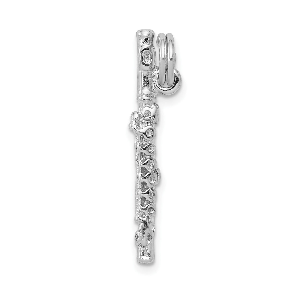 Sterling Silver Flute Pendant with Realistic Flute Keys, Musical Charm for Musicians or Teachers