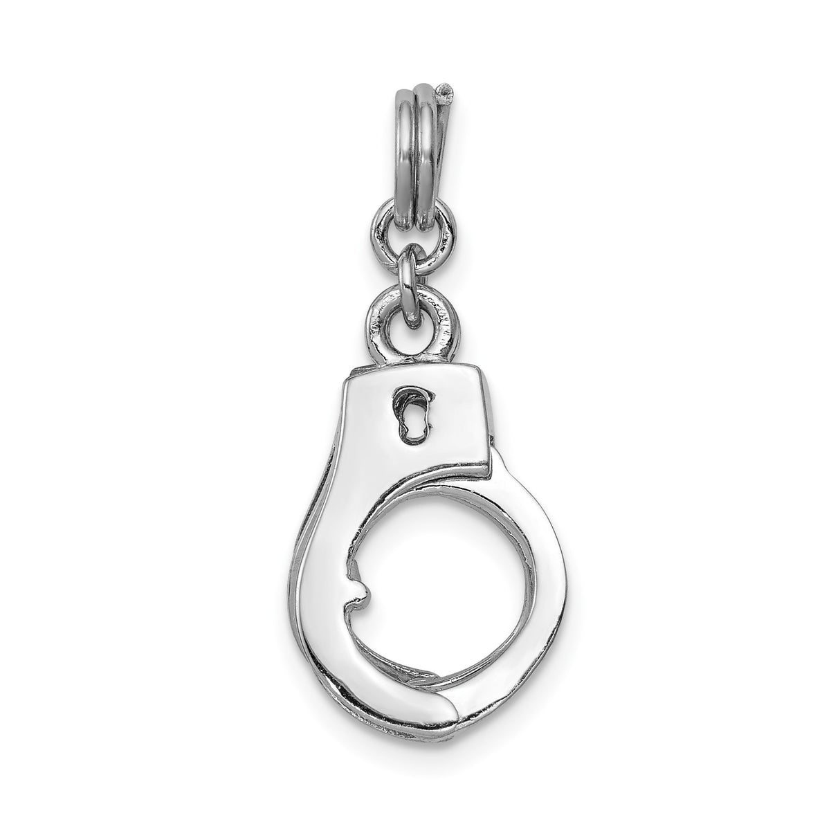 Sterling Silver Handcuff Pendant Charm, Miniature 3D Cuffs, Edgy Unisex Jewelry