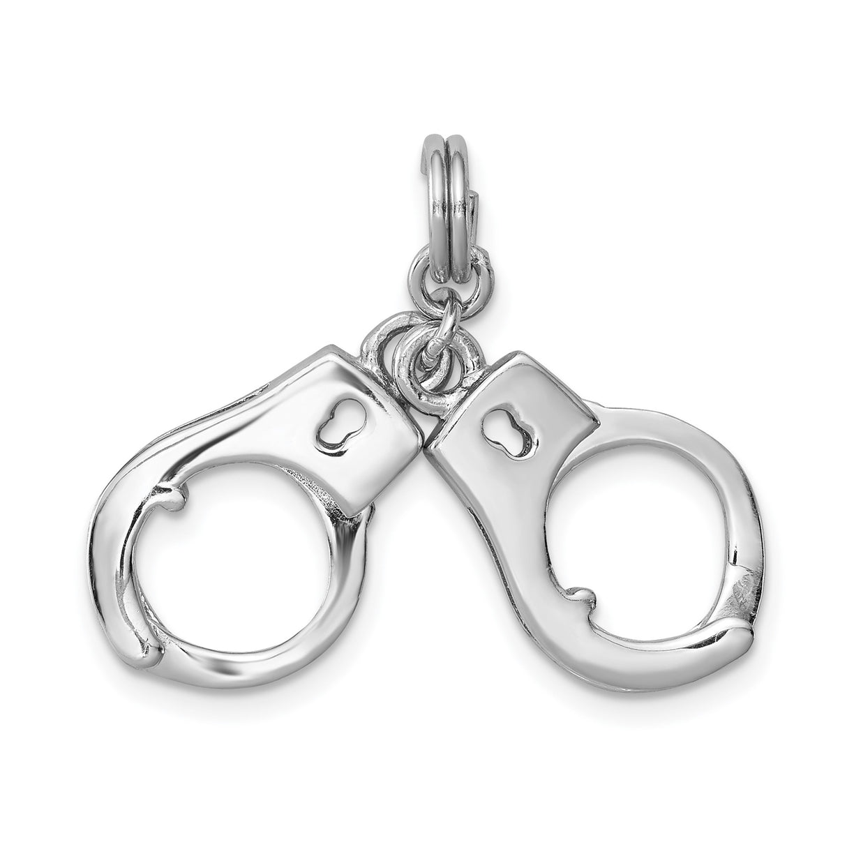 Sterling Silver Handcuff Pendant Charm, Miniature 3D Cuffs, Edgy Unisex Jewelry