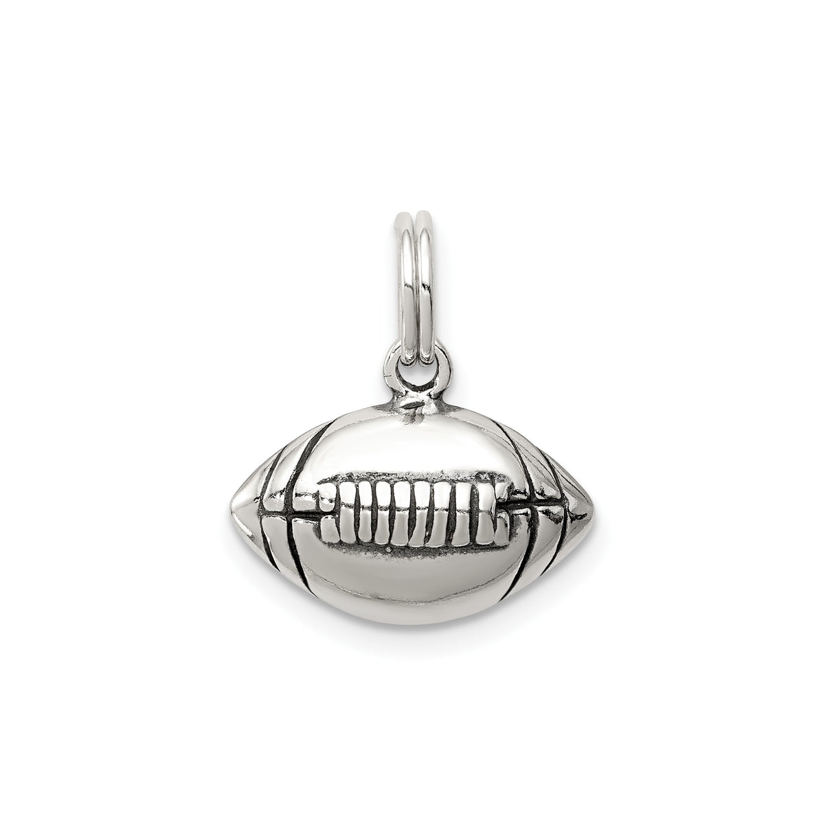 Sterling Silver Football Charm Pendant with Detailed Stitching Design, Unisex Sports Theme