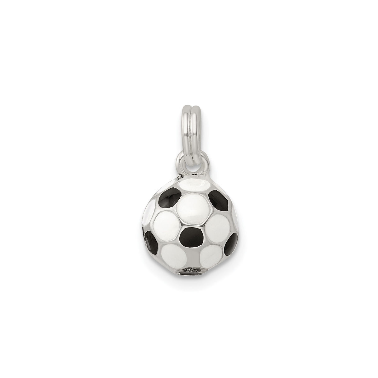 Sterling Silver Soccer Ball Pendant with Black and White Enamel, Sports Charm for Necklace or Bracelet