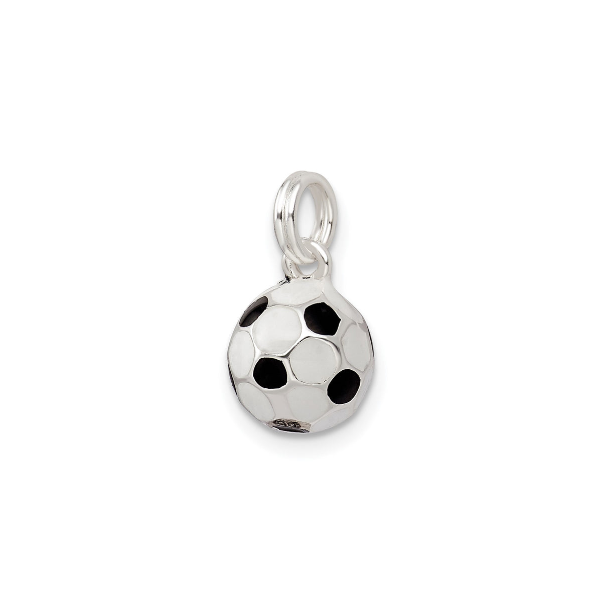 Sterling Silver Soccer Ball Pendant with Black and White Enamel, Sports Charm for Necklace or Bracelet