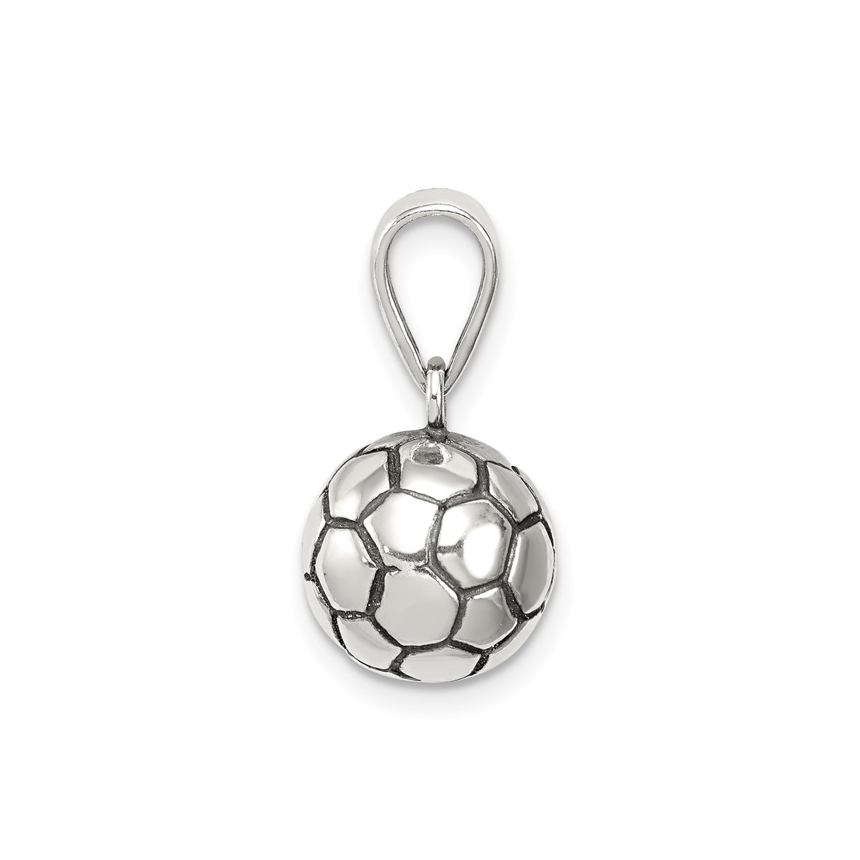 Sterling Silver Soccer Ball Pendant, 3D Sports Charm Jewelry for Men, Women, and Youth Athletes