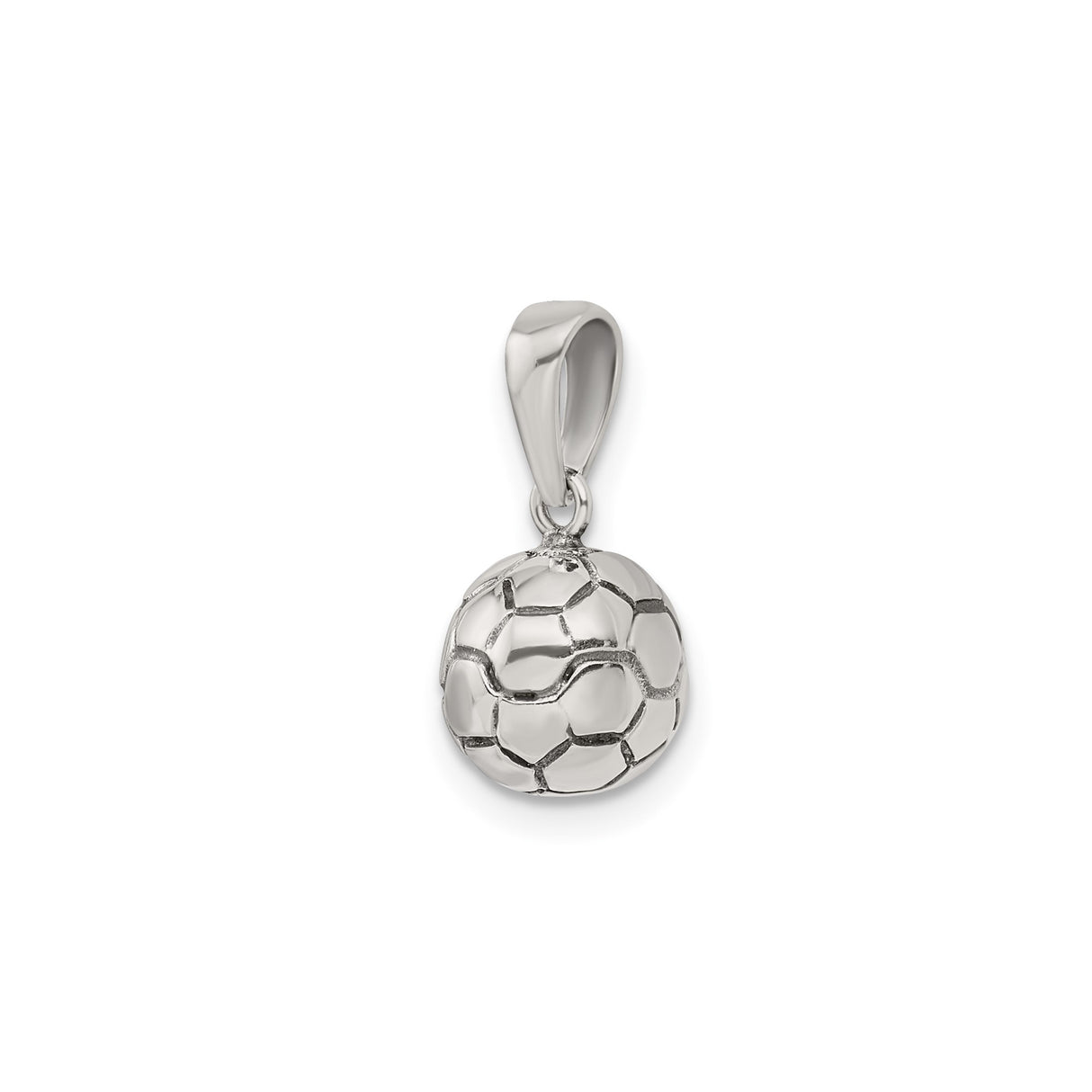 Sterling Silver Soccer Ball Pendant, 3D Sports Charm Jewelry for Men, Women, and Youth Athletes
