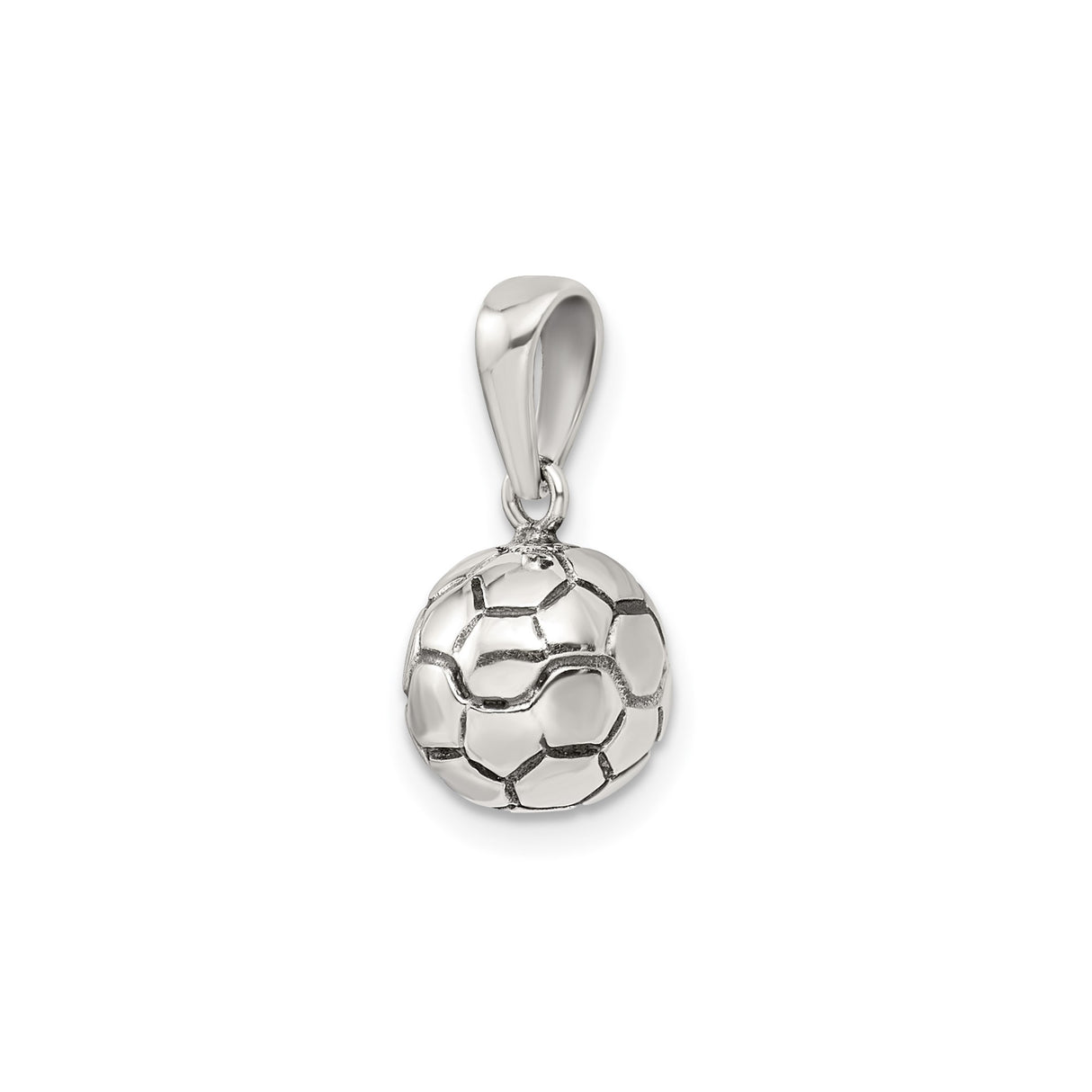Sterling Silver Soccer Ball Pendant, 3D Sports Charm Jewelry for Men, Women, and Youth Athletes