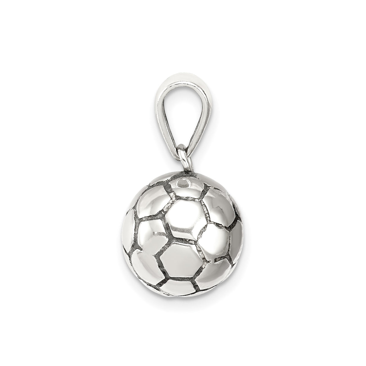 Sterling Silver Soccer Pendant with 3D Ball Design, Sports Charm for Men, Women, or Youth