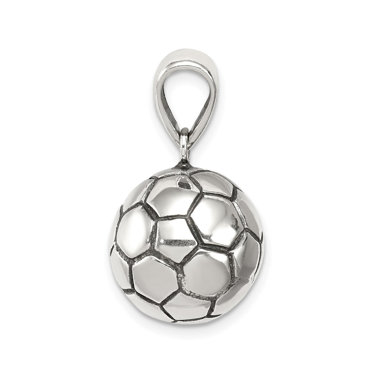 Sterling Silver Soccer Ball Pendant, Realistic 3D Sports Charm for Men and Women