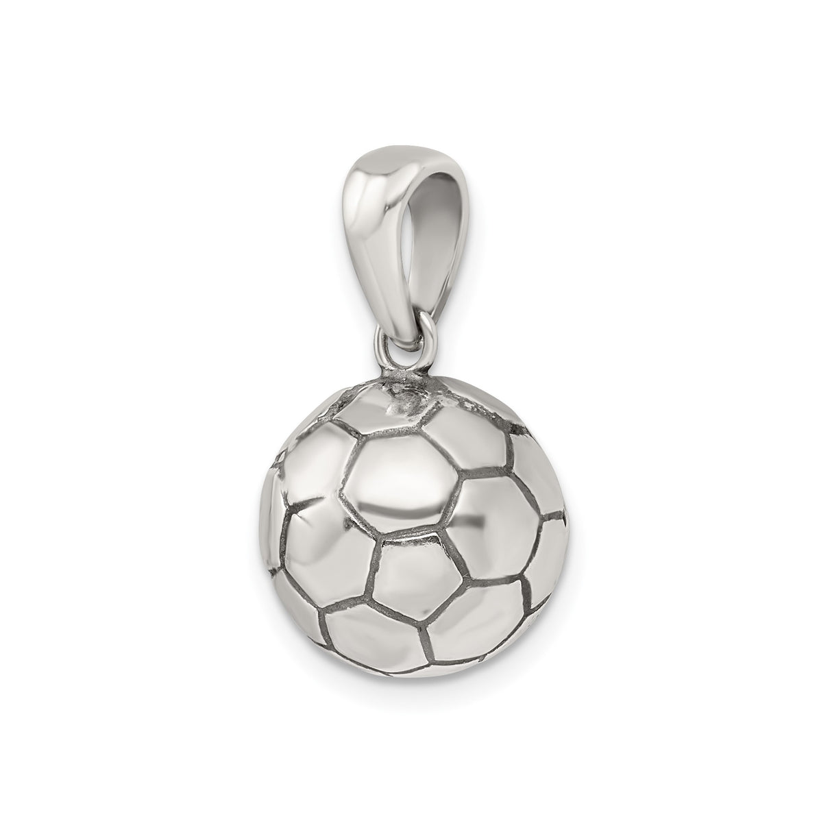 Sterling Silver Soccer Ball Pendant, Realistic 3D Sports Charm for Men and Women