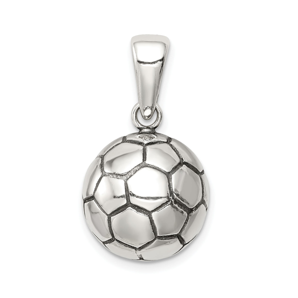Sterling Silver Soccer Ball Pendant, Realistic 3D Sports Charm for Men and Women