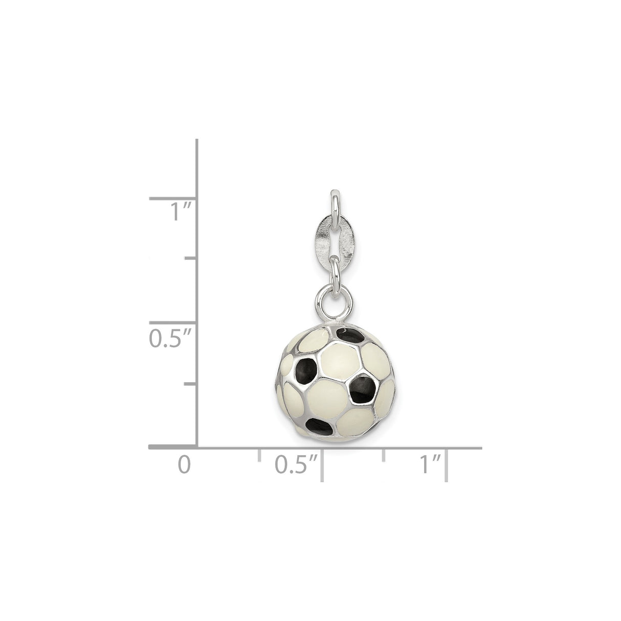 Sterling Silver Soccer Ball Charm Pendant with Black and White Enamel Detail, Unisex Sports Jewelry