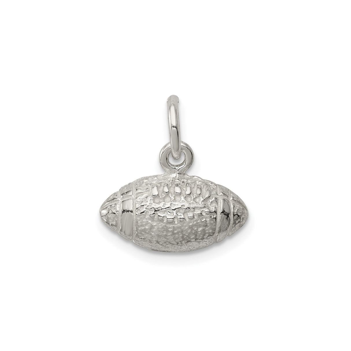 Sterling Silver Football Pendant with Detailed Laces and Textured Finish