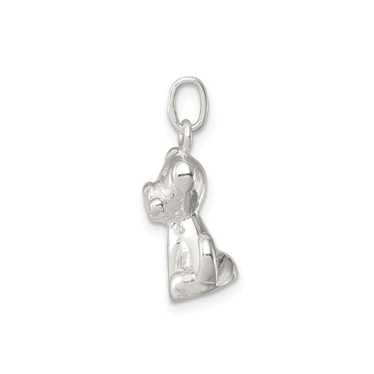 Sterling Silver Dog Charm Pendant with Playful Puppy and Bone, Whimsical Pet Jewelry