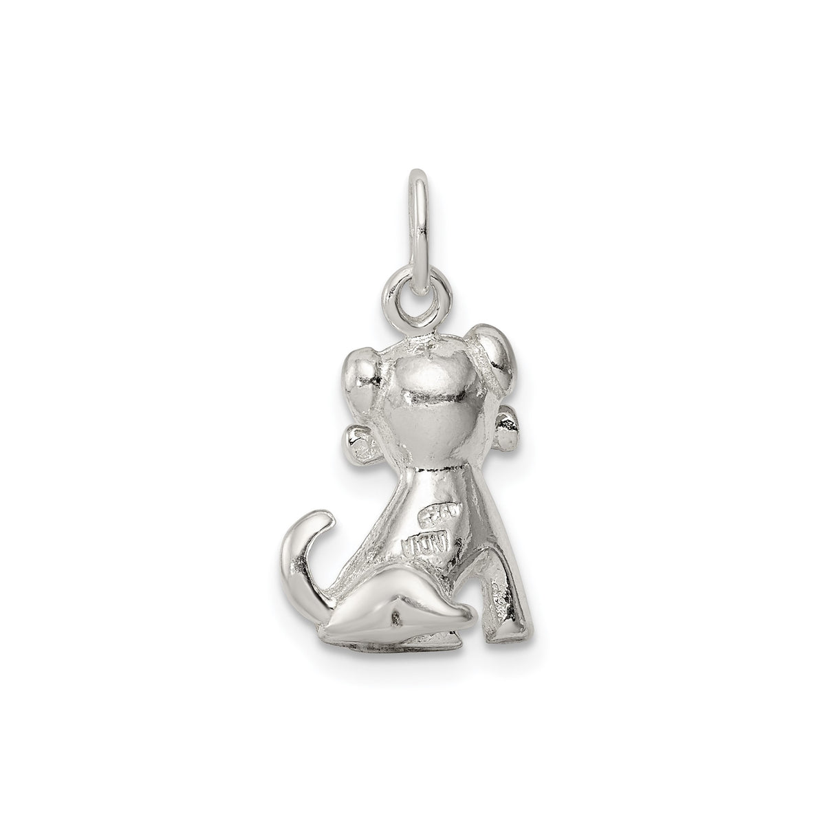 Sterling Silver Dog Charm Pendant with Playful Puppy and Bone, Whimsical Pet Jewelry