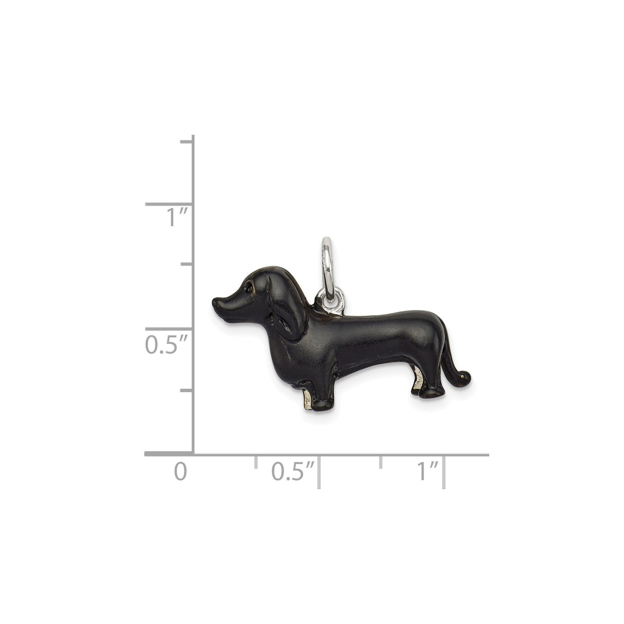 Sterling Silver Dachshund Dog Pendant with Black Enamel Detail, Pet Lover Jewelry