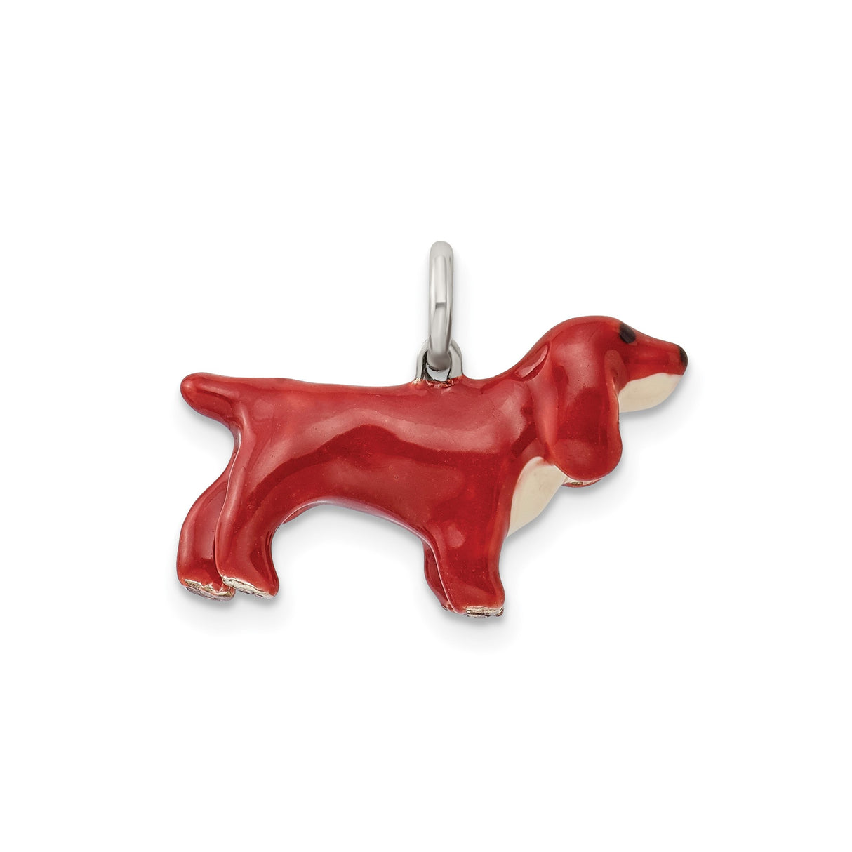Sterling Silver Dachshund Pendant with Brown Enamel Dog Charm, Pet Memorial Jewelry