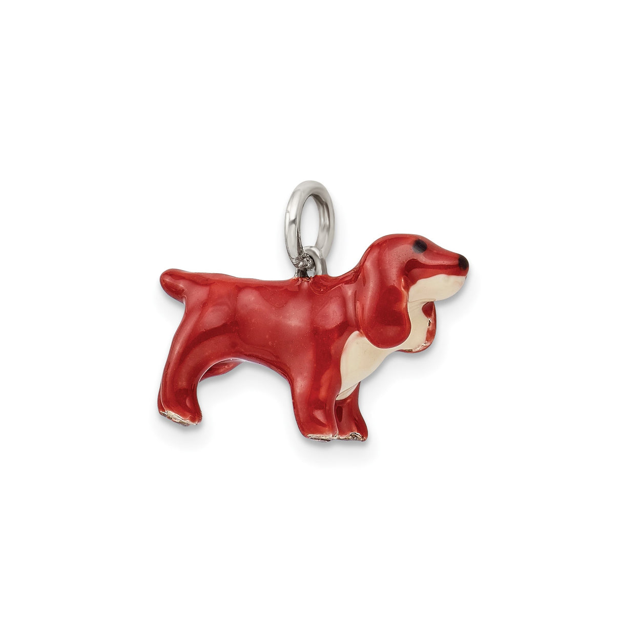 Sterling Silver Dachshund Pendant with Brown Enamel Dog Charm, Pet Memorial Jewelry
