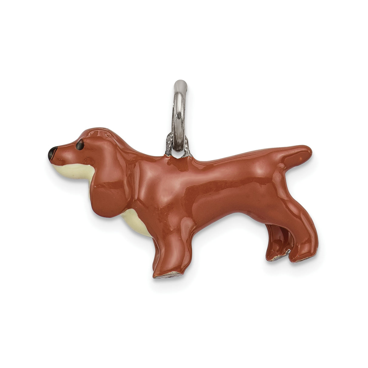 Sterling Silver Dachshund Pendant with Brown Enamel Dog Charm, Pet Memorial Jewelry