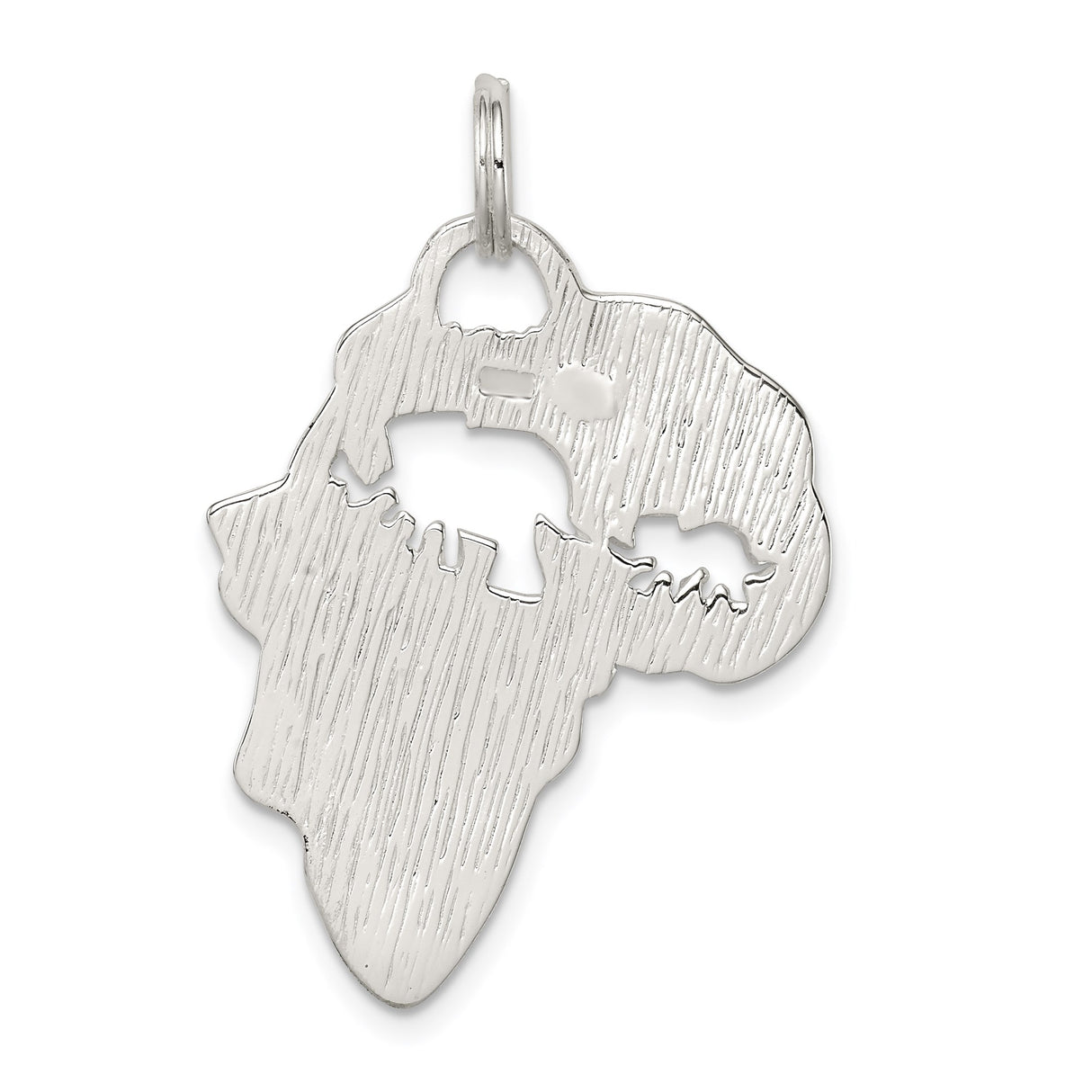 Sterling Silver Africa Map Pendant with Elephant and Calf Cutout, Wildlife and Heritage Theme