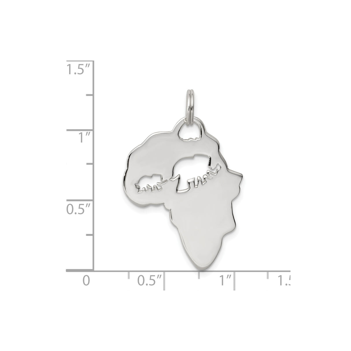 Sterling Silver Africa Map Pendant with Elephant and Calf Cutout, Wildlife and Heritage Theme
