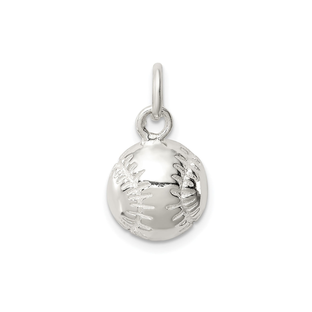 Sterling Silver Baseball Pendant with Realistic Stitched Detail, Sports Charm for Men or Women