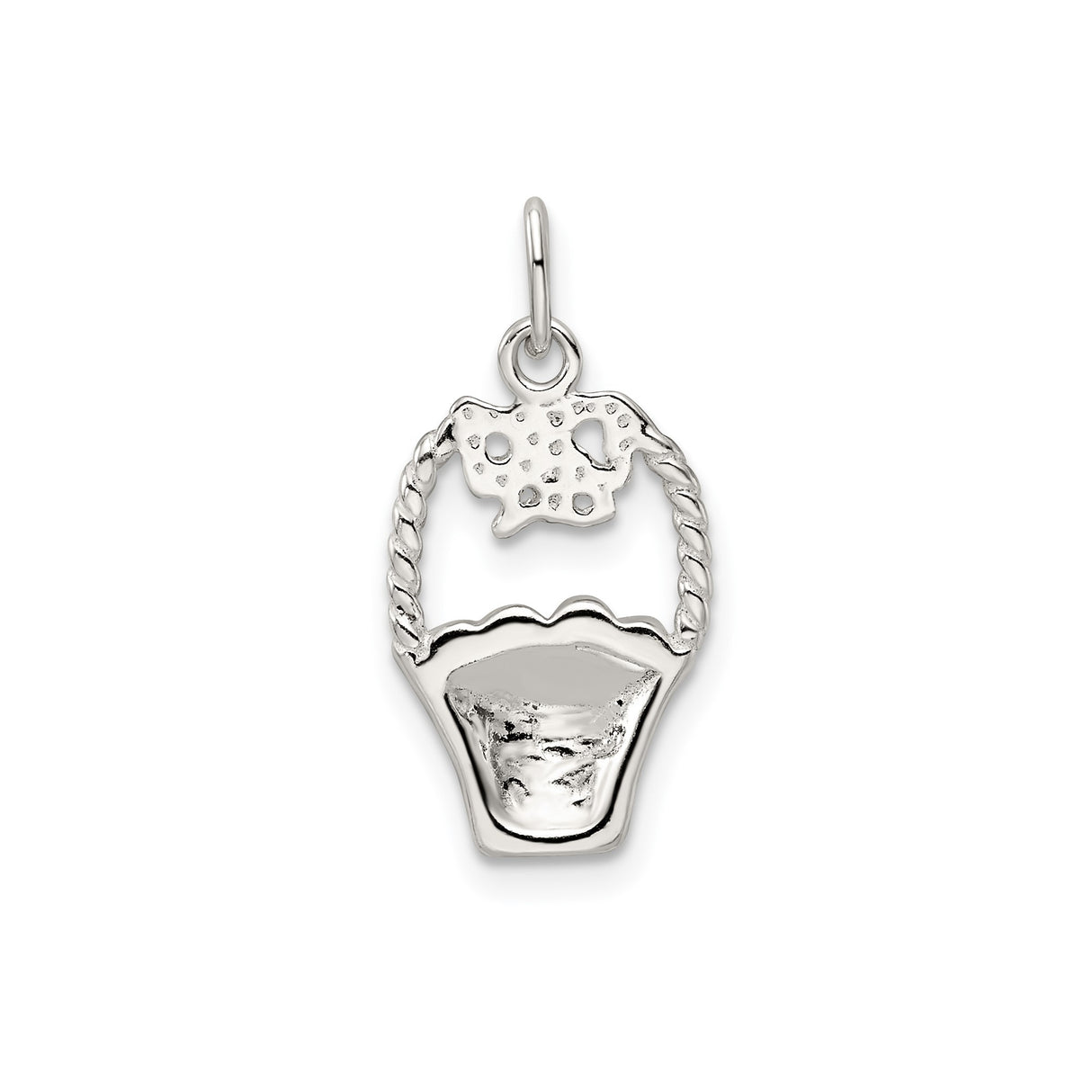 Sterling Silver Easter Basket Charm Pendant with Enamel Eggs and Bow, Christian Holiday Jewelry