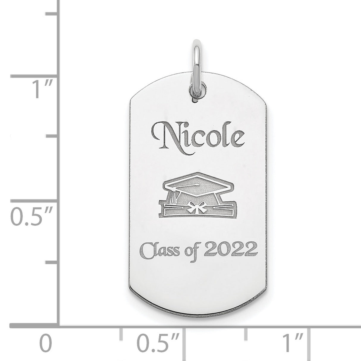 Personalize Graduation Dog Tag Charm Pendant in Real 925 Sterling Silver
