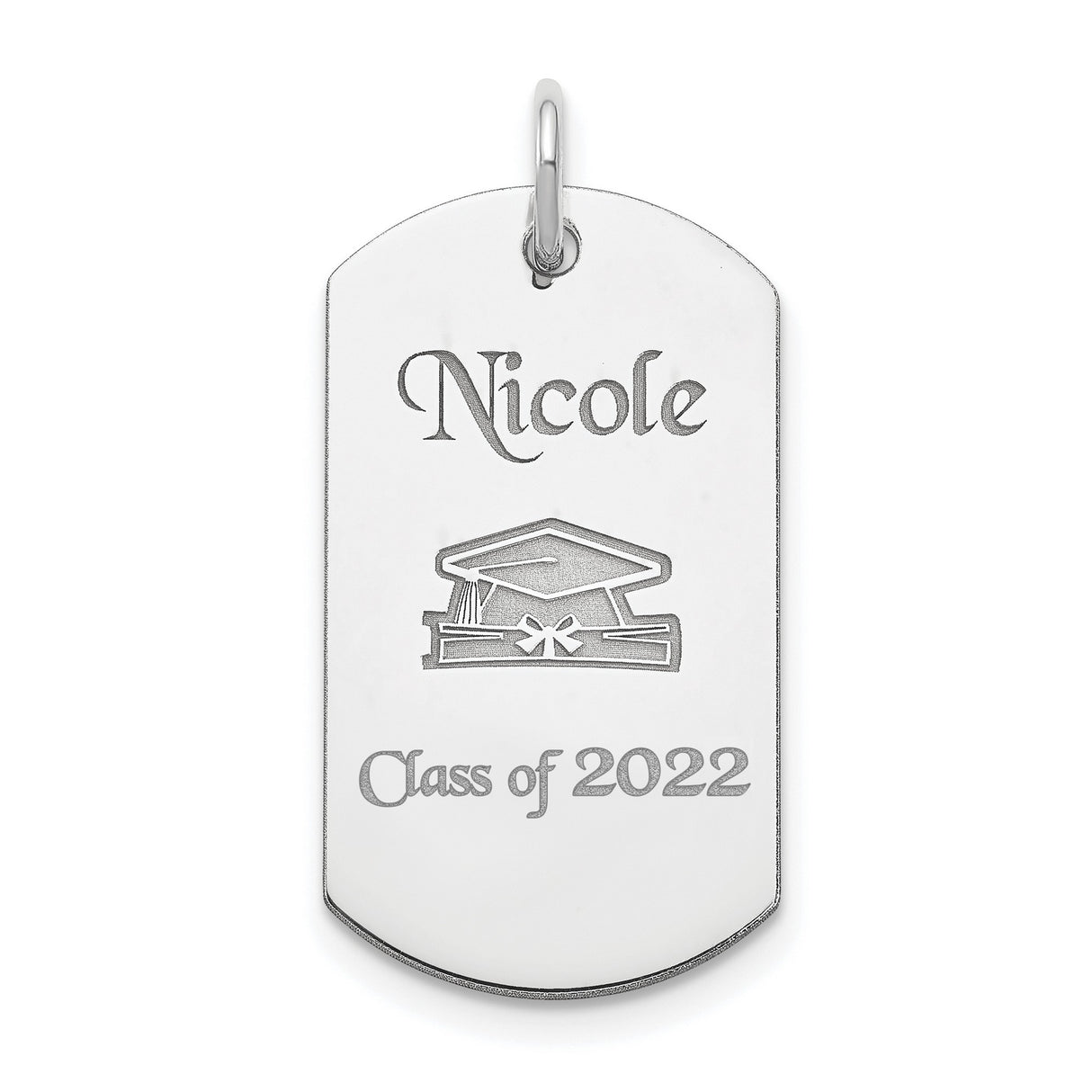 Personalize Graduation Dog Tag Charm Pendant in Real 925 Sterling Silver
