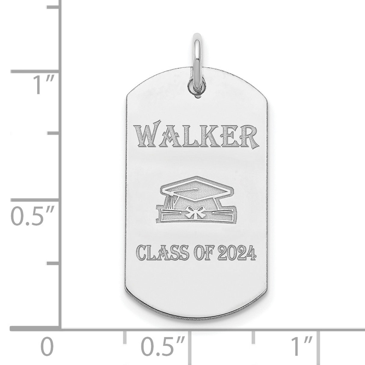 Personalized Graduation Dog Tag Charm Pendant in Real 925 Sterling Silver