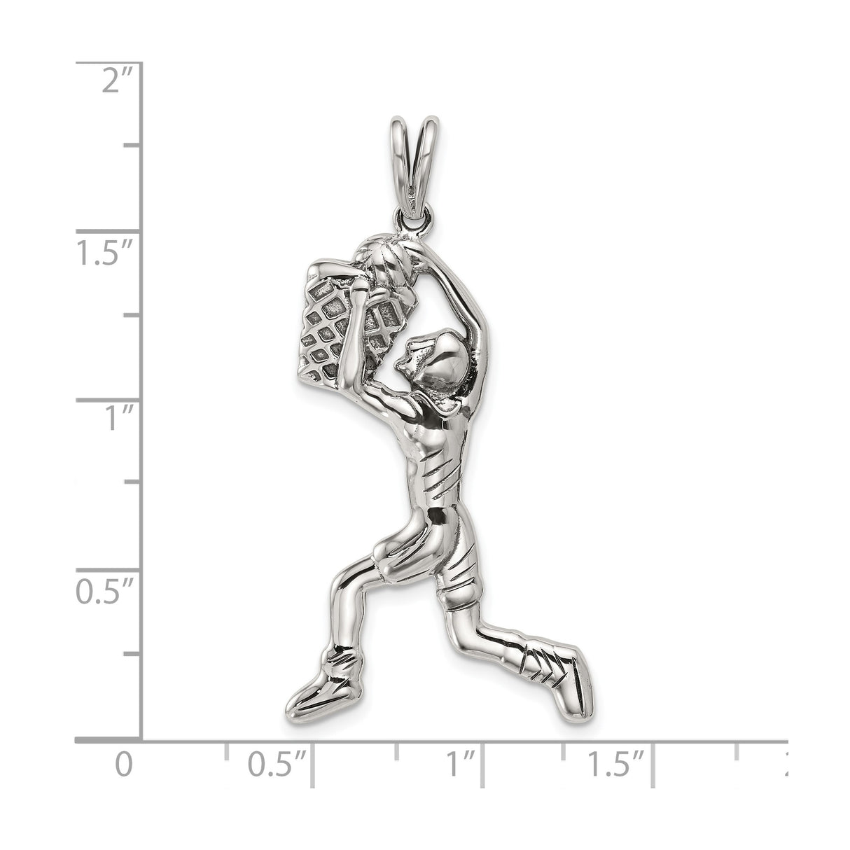 Sterling Silver Basketball Dunk Pendant, Realistic Player Jumping Toward Hoop, Sports Charm