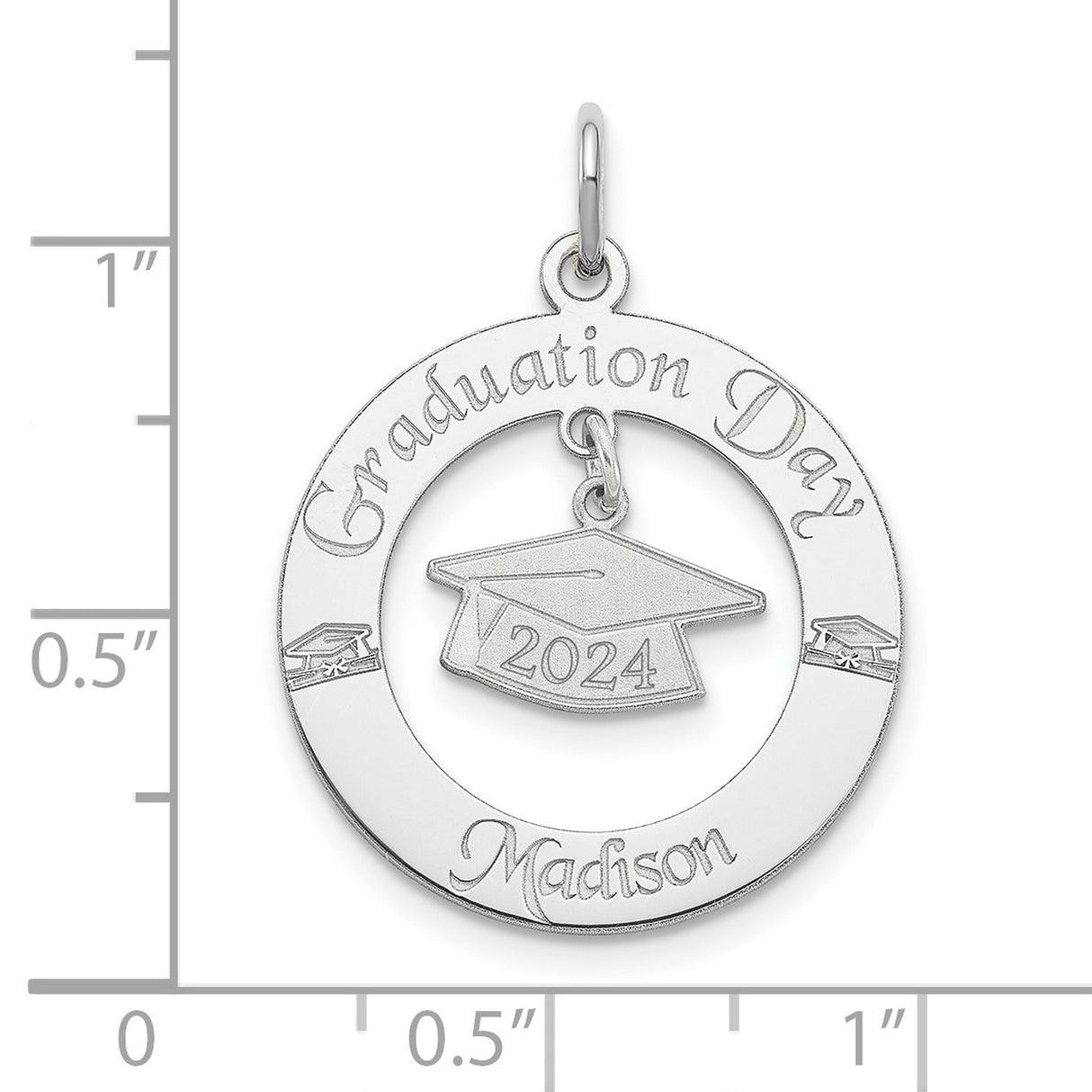 Personalized Graduation Charm Pendant in Real 925 Sterling Silver