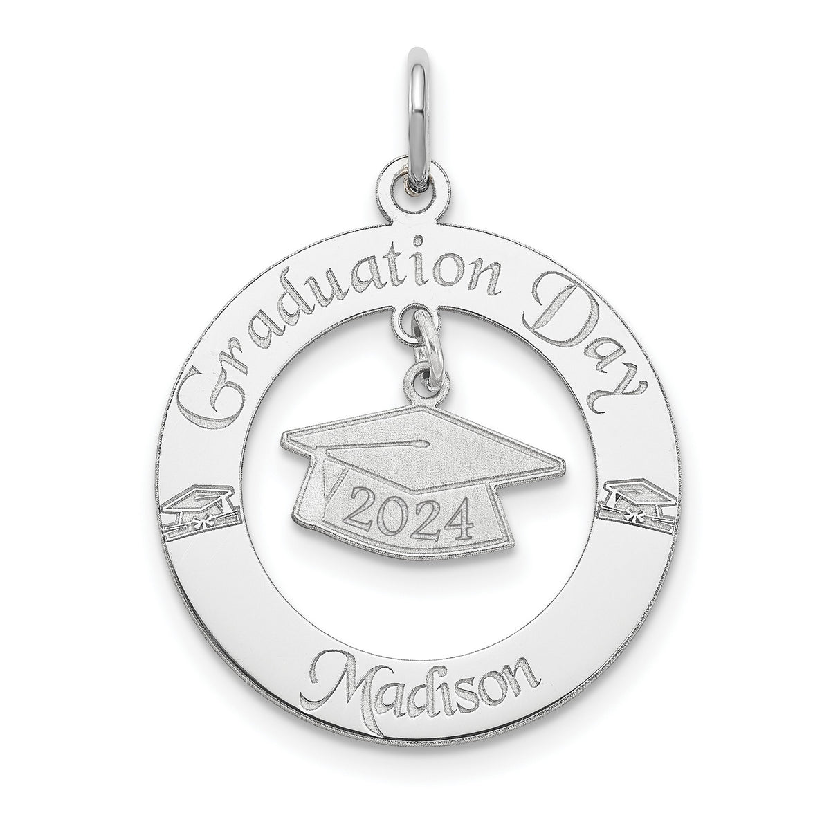 Personalized Graduation Charm Pendant in Real 925 Sterling Silver