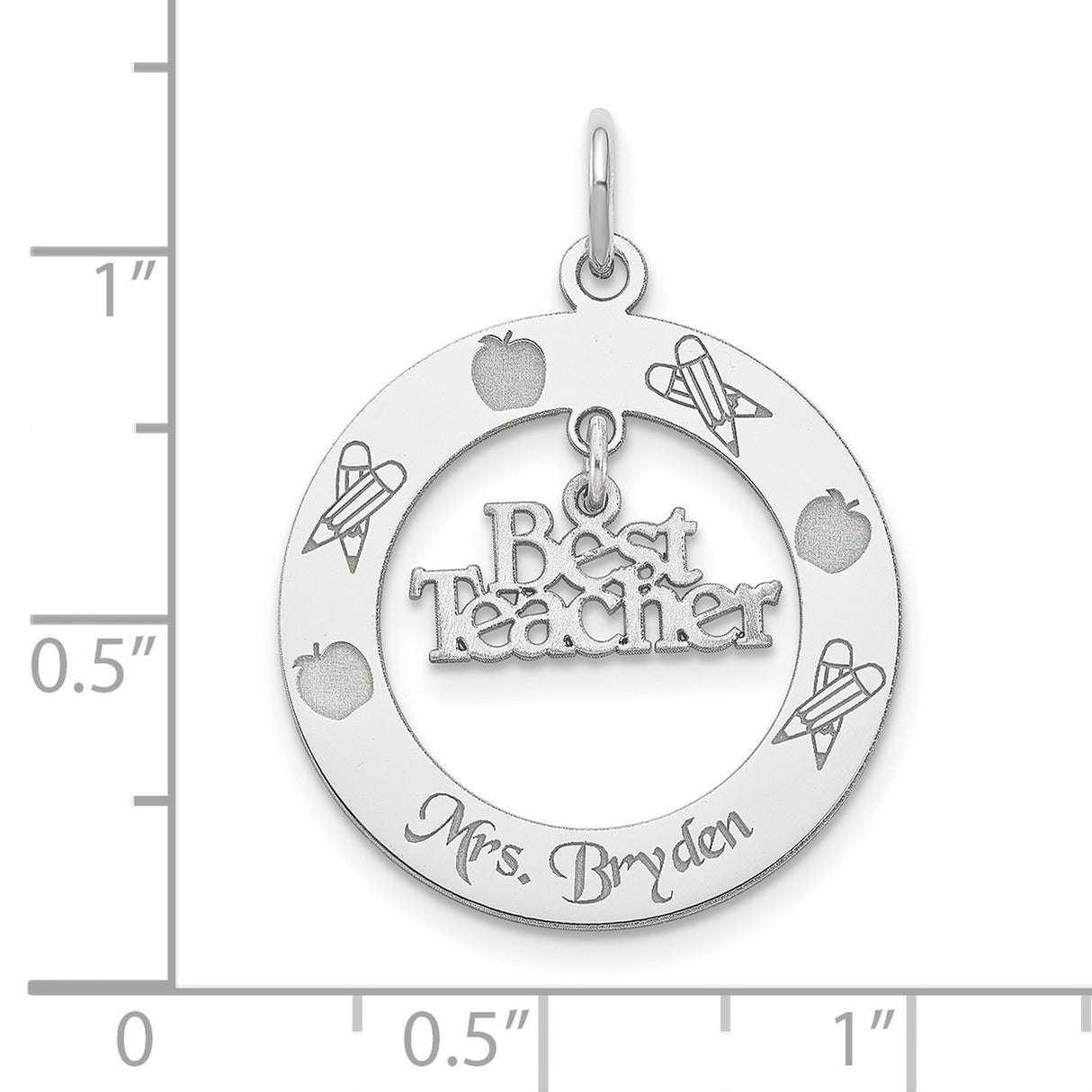 Personalize Best Teacher Charm Pendant in Real 925 Sterling Silver