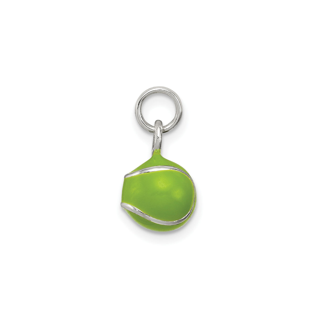 Sterling Silver Tennis Ball Pendant with Bright Green Enamel, Sports Charm for Fans and Players