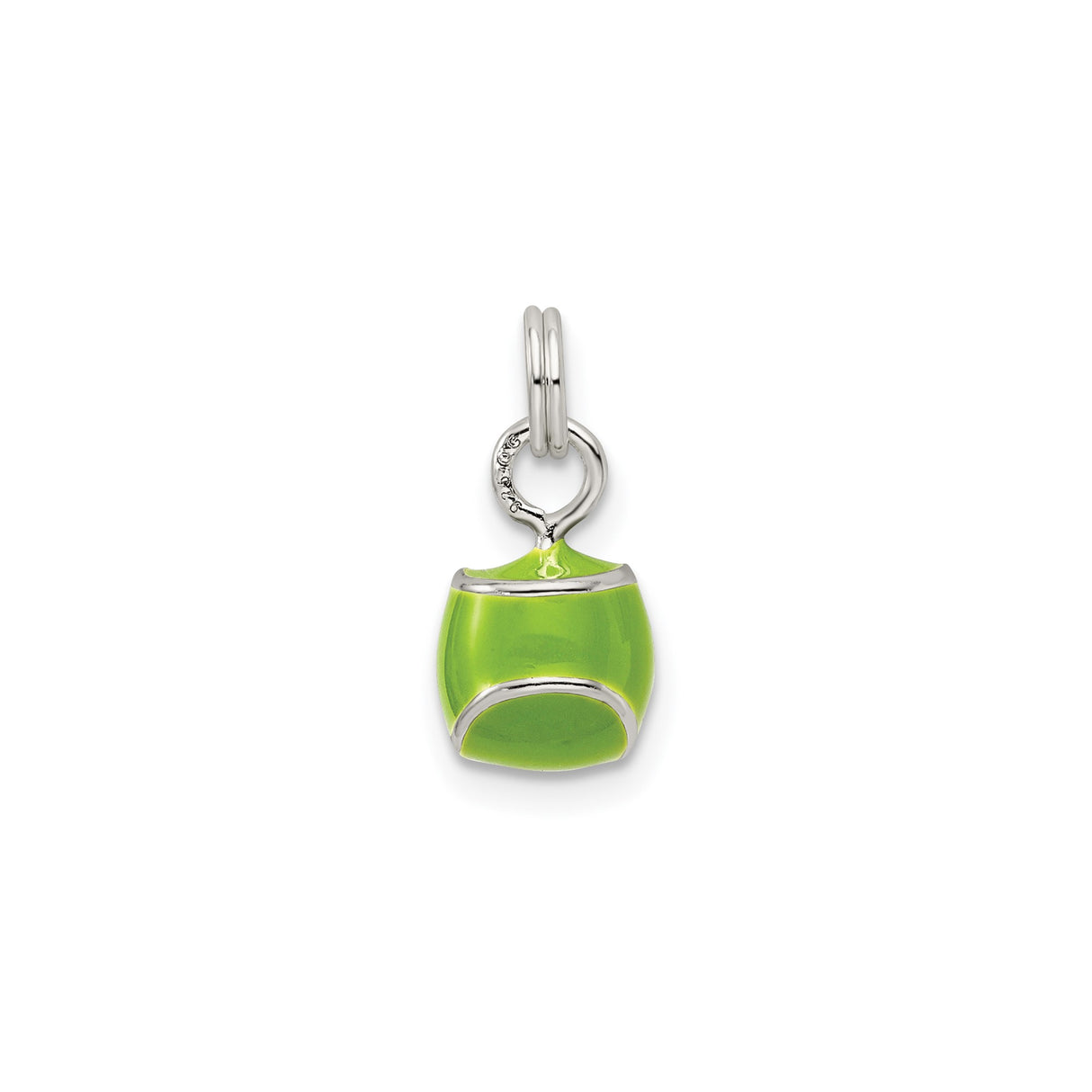 Sterling Silver Tennis Ball Pendant with Bright Green Enamel, Sports Charm for Fans and Players