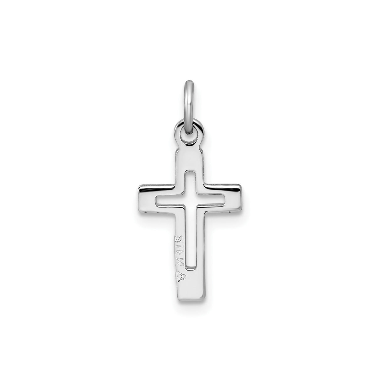 Sterling Silver Cross Pendant with Polished Finish and Beveled Edge for Men and Women