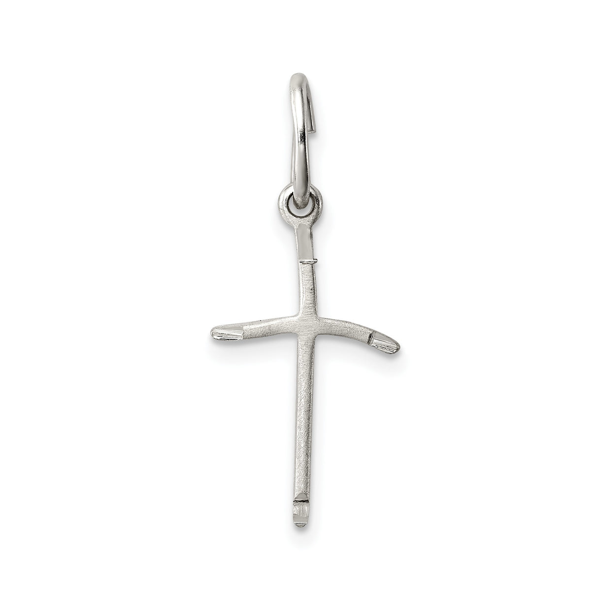 Sterling Silver Cross Pendant, Minimalist Latin Design with Satin Finish, Unisex Spiritual Jewelry