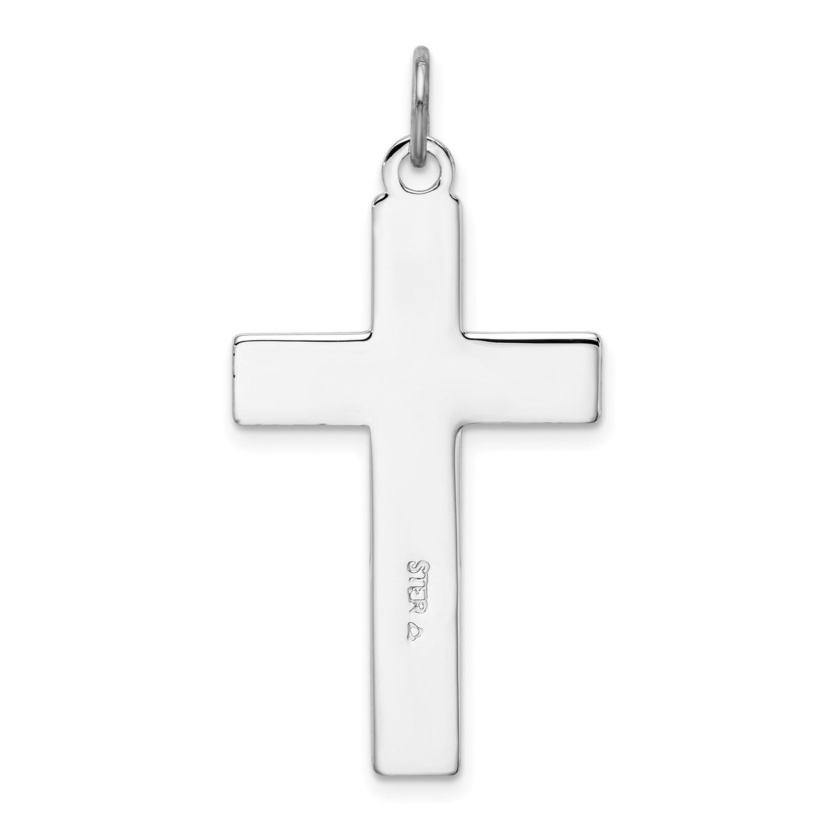 Sterling Silver Latin Cross Pendant with Black Inlay, Sleek Minimalist Religious Design