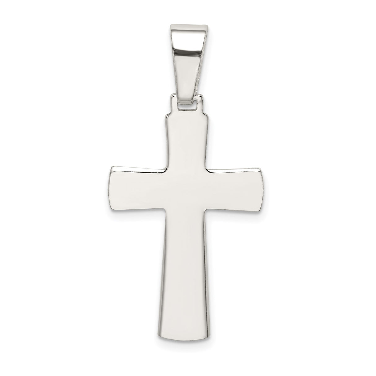 Sterling Silver Cross Pendant with Mirror Finish and Flat Edge Latin Cross Design